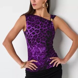 Bold Elements Womens Asymmetrical Neck Sleeveless Blouse NWT Size M